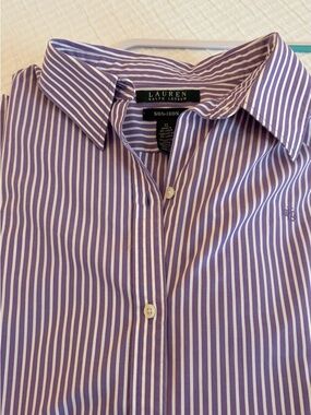 Ralph Lauren Purple and White Stripe Dress Shirt - Men